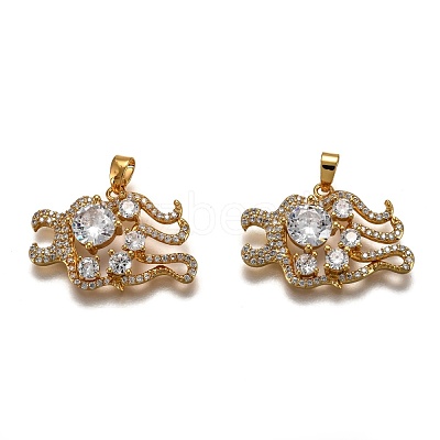 Brass Clear Cubic Zirconia Constellation Charms KK-J278-33G-B-1