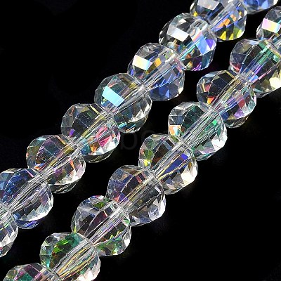 Transparent Electroplate Glass Beads Strands GLAA-Q099-C01-14-1-1