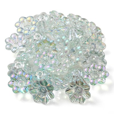 UV Plating Rainbow Iridescent Acrylic Beads OACR-P010-04C-1