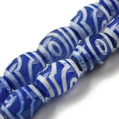 Blue Tibetan Style dZi Beads Strands TDZI-NH0001-C06-01-1