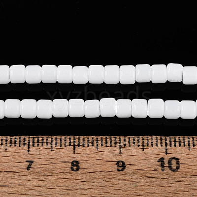 Opaque Solid Color Glass Beads Strands GLAA-N065-4x4mm-C01-1
