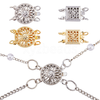 4Pcs 4 Styles Brass Box Clasps KK-HS0015-76A-1