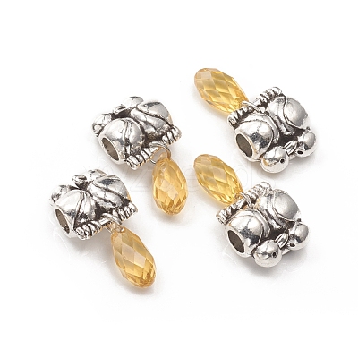 Antique Silver Plated Alloy Pendants PALLOY-L225-Q01-AS-1