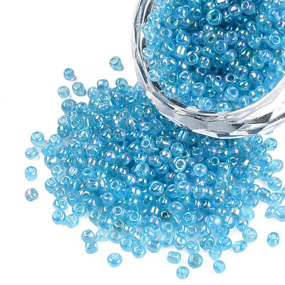 Round Transparent Colors Rainbow Glass Seed Beads X-SEED-A007-2mm-163-1