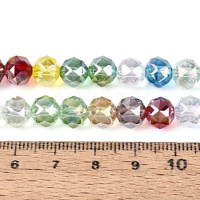 AB Color Plated Transparent Glass Round Beads Strands EGLA-T029-8mm-12T-01-1