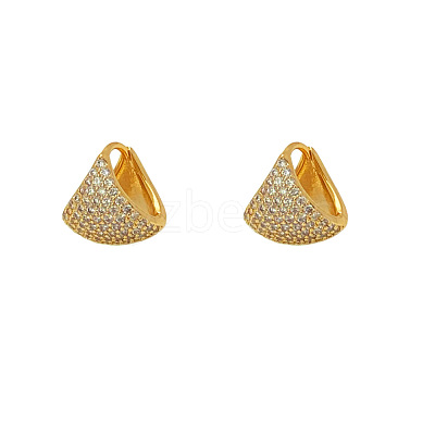 Brass Micro Pave Clear Cubic Zirconia Triangle Hoop Earrings FS-WGA22EE-01-1