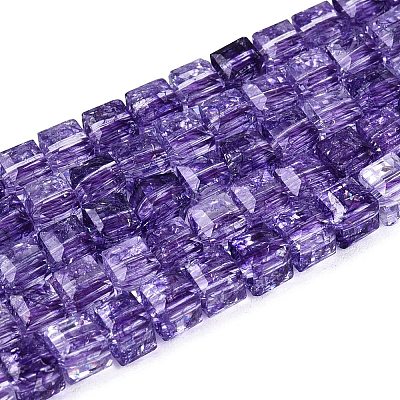 Crackle Transparent Glass Beads Strands GLAA-N062-4mm-10-1
