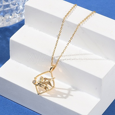 Brass Clear Cubic Zirconia Pendant Necklaces for Women LS-NJEW-B121-01G-03-1
