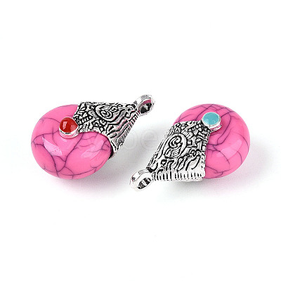 Tibetan Style Resin Pendants RESI-T022-16I-1