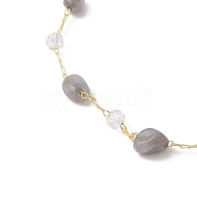 Handmade Natural Labradorite Beaded Chains Earring & Necklaces Sets SJEW-JS01342-03-1