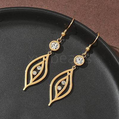 304 Stainless Steel Leaf Dangle Earrings EJEW-Z129-13G-1