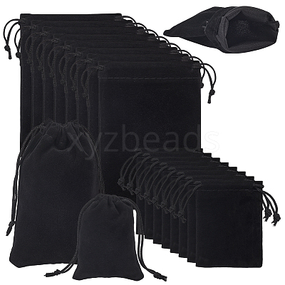 20Pcs 2 Styles Rectangle Velvet Drawstring Pouches TP-NB0001-73-1