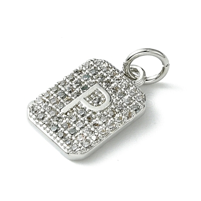 Rack Plating Brass Micro Pave Clear Cubic Zirconia Charms KK-G501-01P-P-1