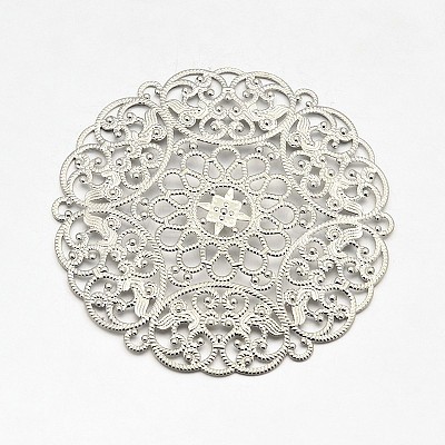 Brass Large Flower Filigree Findings KK-L056-01P-1