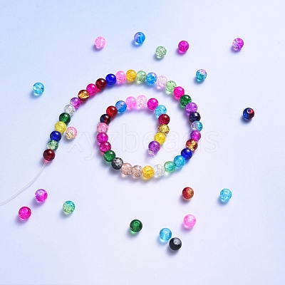 Spray Painted Crackle Glass Beads CCG-YW0001-02-8mm-1