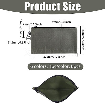 6Pcs 6 Colors Multipurpose Nylon Oxford Fabric Clutch Bags with Alloy Zipper ABAG-GL0001-04-1