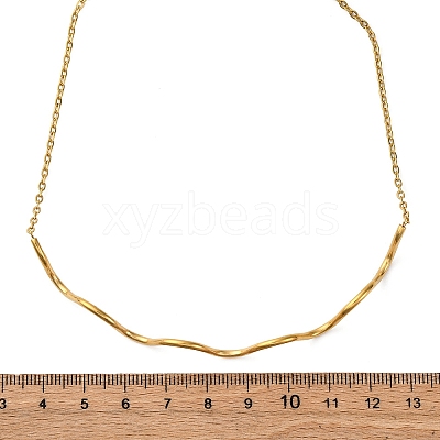 304 Stainless Steel Wave Shape Link Chain Necklaces for Women NJEW-S439-08G-1