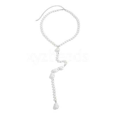 Imitation Pearl & CCB Teardrop Wedding Bridal Backdrop Necklaces for Backless Dress WG70975-01-1