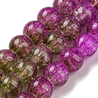 Spray Painted Crackle Glass Beads Strands DGLA-C002-6mm-04-1
