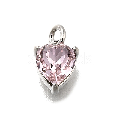 Heart Brass with Glass Charms KK-G525-07P-1
