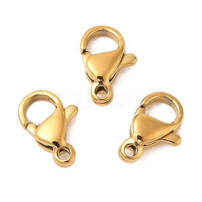 Ion Plating(IP) 304 Stainless Steel Lobster Claw Clasps Hand Polished X-STAS-AB10-G-01-1