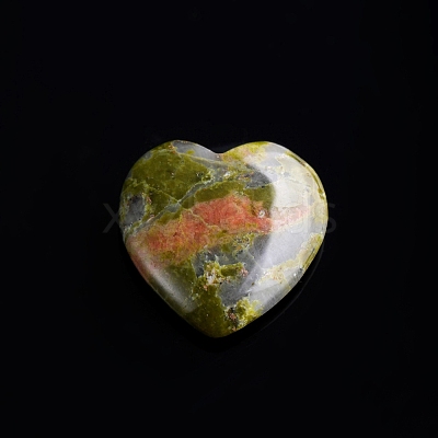 Natural Unakite Love Heart Stone PW-WG32553-09-1