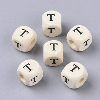Printed Natural Wood Beads WOOD-T026-001T-1