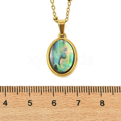 304 Stainless Steel Natural Paua Shell Pendant Satellite Chain Necklaces NJEW-JN06446-01-1
