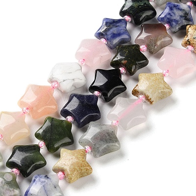Natural & Synthetic Mixed Gemstone Beads Strands G-NH0005-025-1