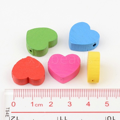 Mixed Color Heart Natural Wood Beads Nice for Children's Day Jewelry Making X-TB109Y-1