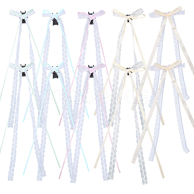 10Pcs 5 Colors Polyester Resin Bowknot Hair Clips PHAR-CN0001-05-1