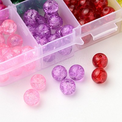 Spray Painted Transparent Crackle Glass Beads Strands CCG-X0002-6mm-B-1