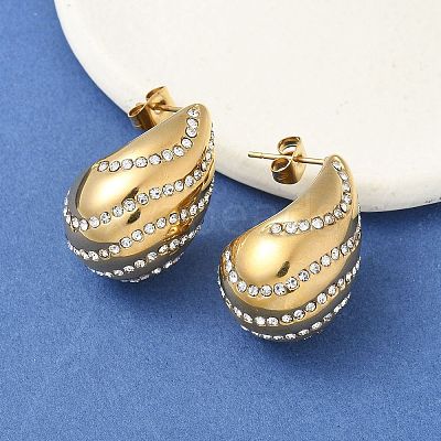 304 Stainless Steel Teardrop Stud Earrings EJEW-B108-07G-1