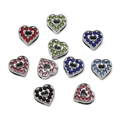 Alloy with Rhinestone Slide Charms RB-NH0002-06P-1