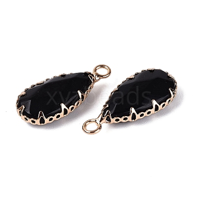 Natural Obsidian Faceted Pendants G-Q606-104G-01-1