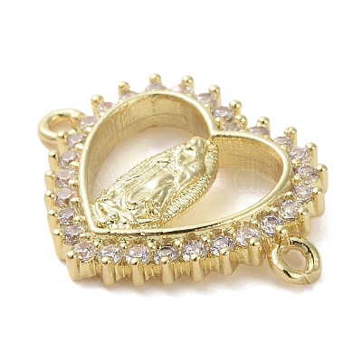 Religion Brass Micro Pave Clear Cubic Zirconia Connector Charms KK-H466-10G-01-1