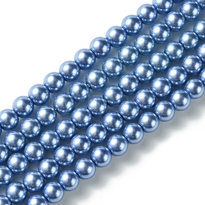 Eco-Friendly Dyed Glass Pearl Round Beads Strands HY-A008-6mm-RB015-1