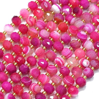 Natural Dyed Banded Agate Beads Strands G-K389-E40-01-1