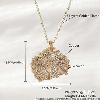 Ocean Summer Brass Pave Clear Cubic Zirconia Pendant Necklaces FS-WG8D1A7-15-1