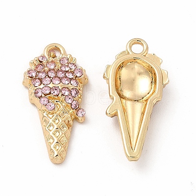 Rack Plating Eco-friendly Alloy Rhinestone Pendants FIND-A025-21G-02-1