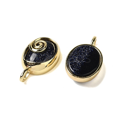 Synthetic Blue Goldstone Oval Pendants G-K371-01G-04-1