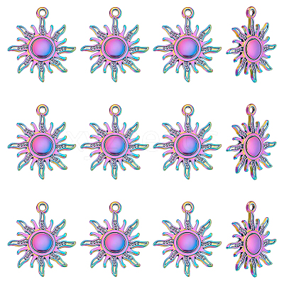 12Pcs Rainbow Color Alloy Pendants FIND-LP0001-55-1
