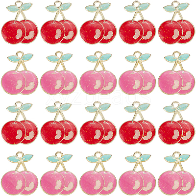 40Pcs 2 Colors Light Gold Plated Alloy Enamel Pendants FIND-SC0013-20-1