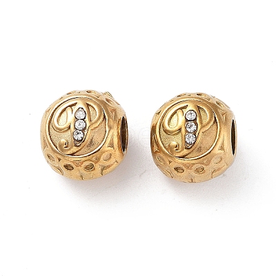 Ion Plating(IP) 304 Stainless Steel Rhinestone European Beads STAS-A092-10P-G-1
