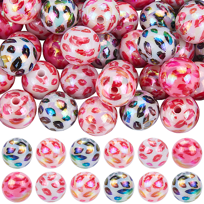 50Pcs UV Plating Opeque Acrylic Beads MACR-SC0001-51A-1