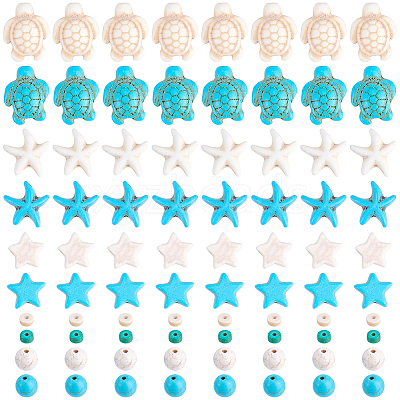 280Pcs 10 Styles Dyed Synthetic Turquoise & Howlite Beads G-SC0003-83-1