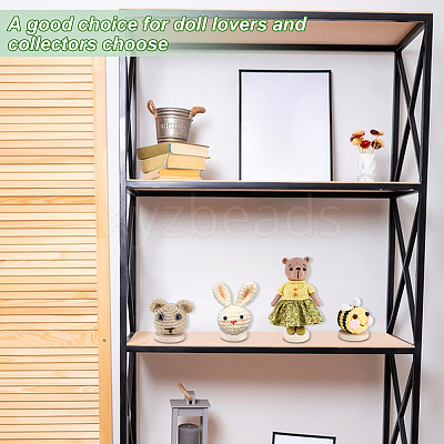 12Pcs 4 Styles Flat Round Wooden Doll Stands Display Holder DIY-GA0007-28-1