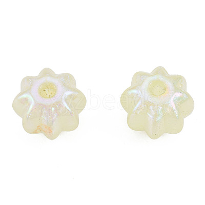 Rainbow Iridescent Plating Acrylic Beads OACR-N010-074-1