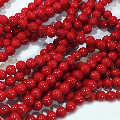 Natural Dyed Mashan Jade Gemstone Bead Strands G-R272-8mm-01-1