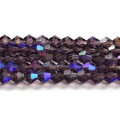 Transparent Electroplate Glass Beads Strands GLAA-F029-4mm-D04-1
